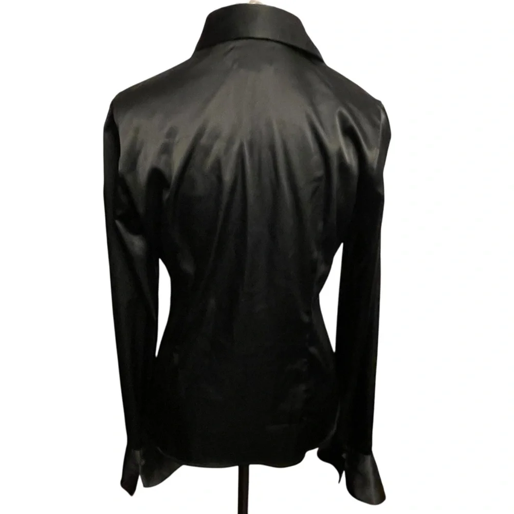 Polo by Ralph Lauren Black Satin Button Down Shirt - Picture 3 of 7